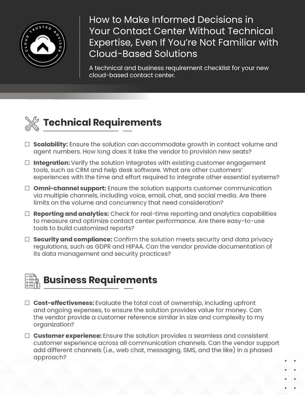 Contact Center Checklist - Page 1