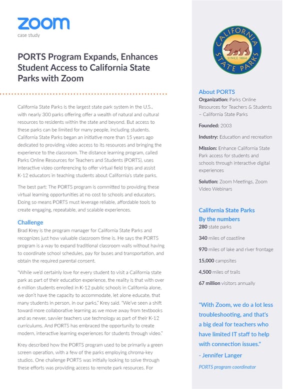 Case Study  Zoom California State Parks (PORTS) - Page 1